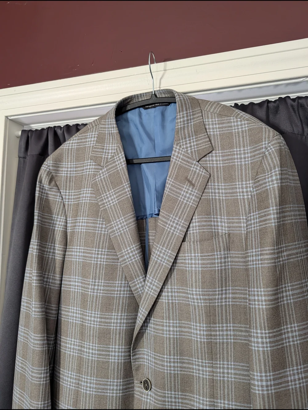 COPPLEY Tessilstrona Silk & Wool Gray/Blue Exploded Plaid Sport Coat 42L